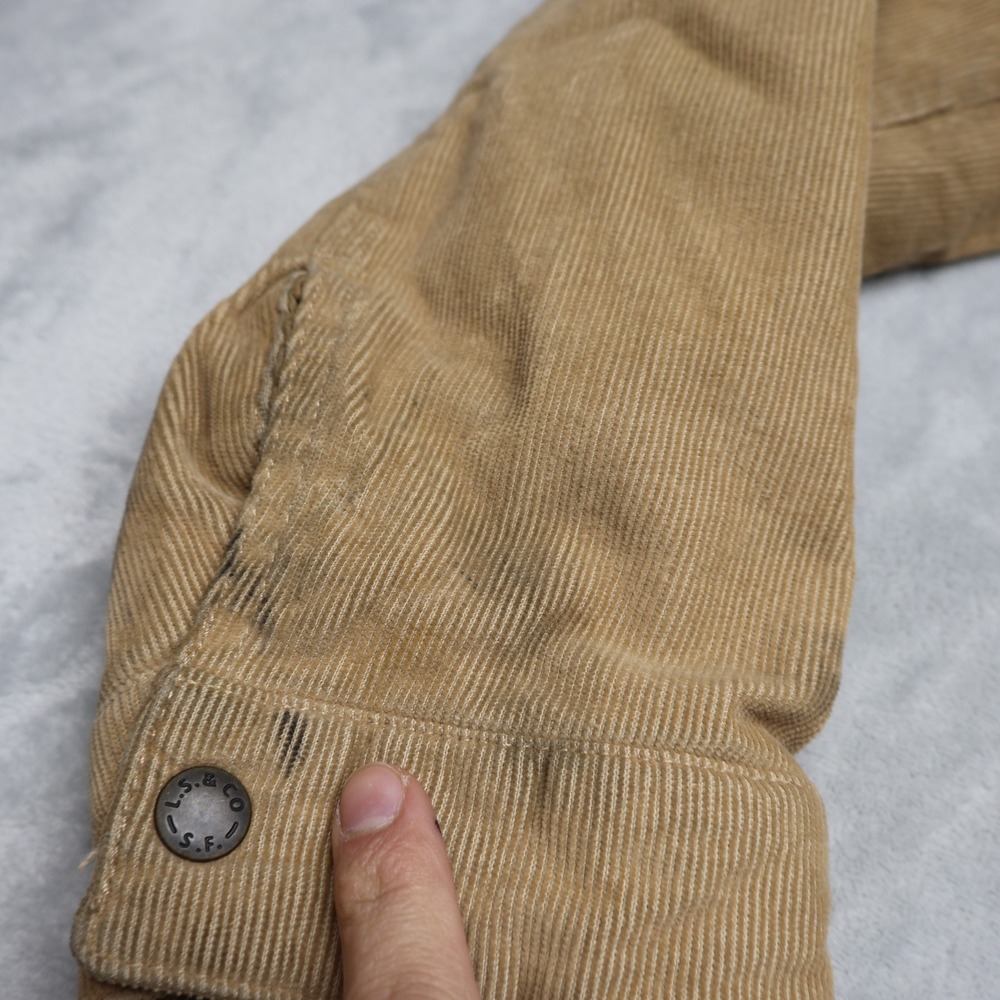 Levi's  Trucker Jacket Mens Medium Beige Corduroy Sherpa Lined Rugged‎ Full Zip - Picture 3 of 16